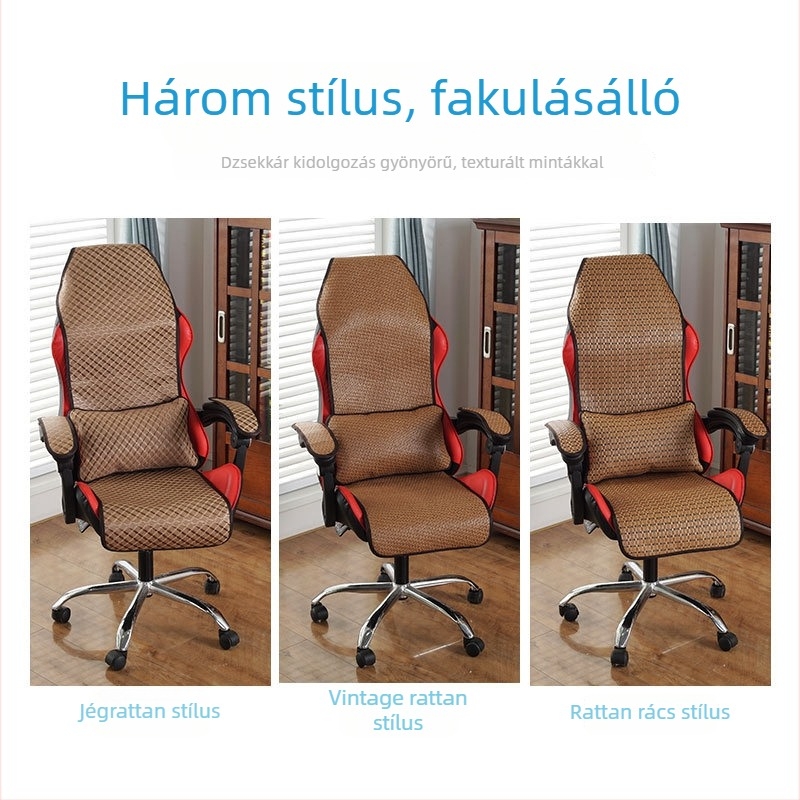 Nyári üléspárna gaming és számítógépes székekhez, rattan és bambusz