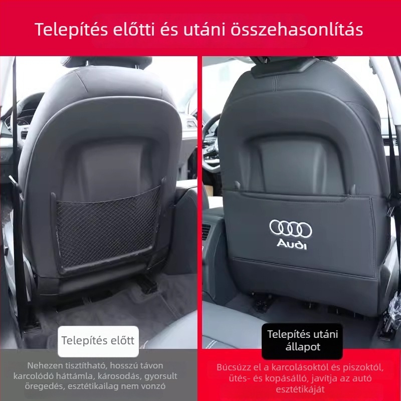 Audi ülés hátsó védőpanelek – Anti-kik, mikroszálas bőr, hab töltet, nyomtatott logó, minden évszakban, minimalist stílus