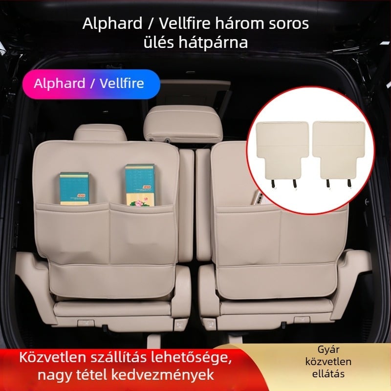 ALF40 Bőr belső hátpárnák Alphard/Vellfire-hoz – első, középső és harmadik sorhoz, szennyeződés elleni védőhuzat