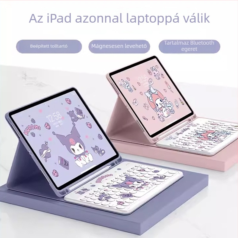 iPad 11. generációs tok tolltartóval, Bluetooth billentyűzet és egér készlet, 10,9 hüvelyk