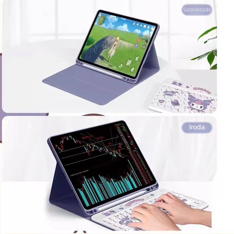 iPad 11. generációs tok tolltartóval, Bluetooth billentyűzet és egér készlet, 10,9 hüvelyk