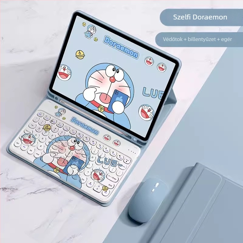 iPad 11. generációs tok tolltartóval, Bluetooth billentyűzet és egér készlet, 10,9 hüvelyk