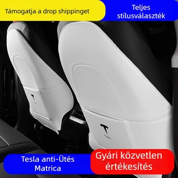 PU hátsó háttámla védő párna Tesla Model Y3-höz – teljes lefedés, rúgás elleni védelem, belső kopásálló, logó nyomtatás