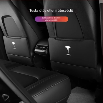 PU hátsó háttámla védő párna Tesla Model Y3-höz – teljes lefedés, rúgás elleni védelem, belső kopásálló, logó nyomtatás