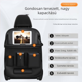 Bőr autó hátsó ülés tároló táska, nagy kapacitású, vízálló, testre szabható