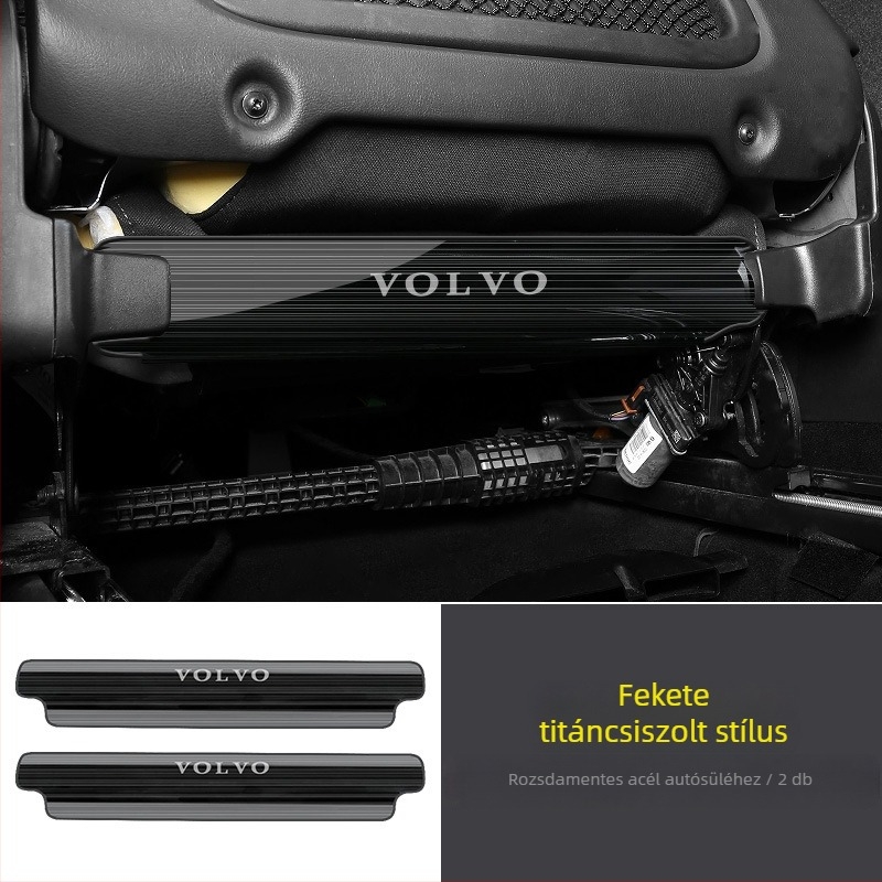 Hátsó ülésvédő, anti-kopás, rozsdamentes acélból, betűmintával, minden évszakhoz, Volvo XC40/XC60/S60 belső