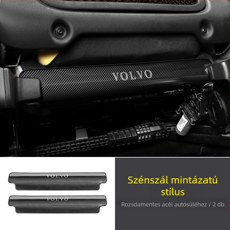 Hátsó ülésvédő, anti-kopás, rozsdamentes acélból, betűmintával, minden évszakhoz, Volvo XC40/XC60/S60 belső
