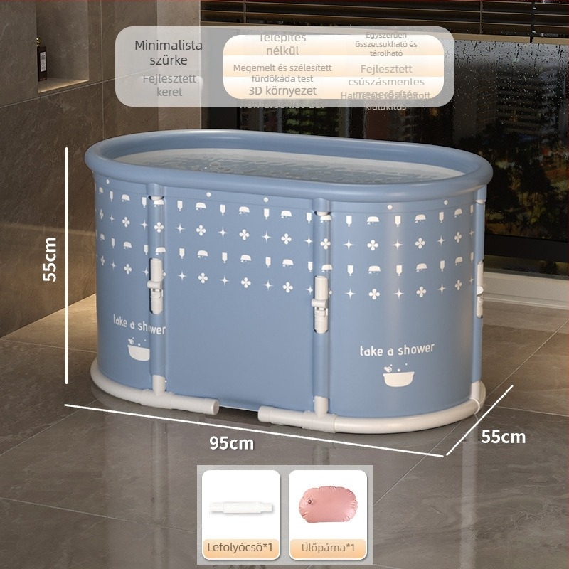Mandora felnőtt összecsukható fürdővödör – telepítés nélkül, egy kattintással összecsukható, egész test fürdéséhez, PVC + nylon anyag, származás Shandong