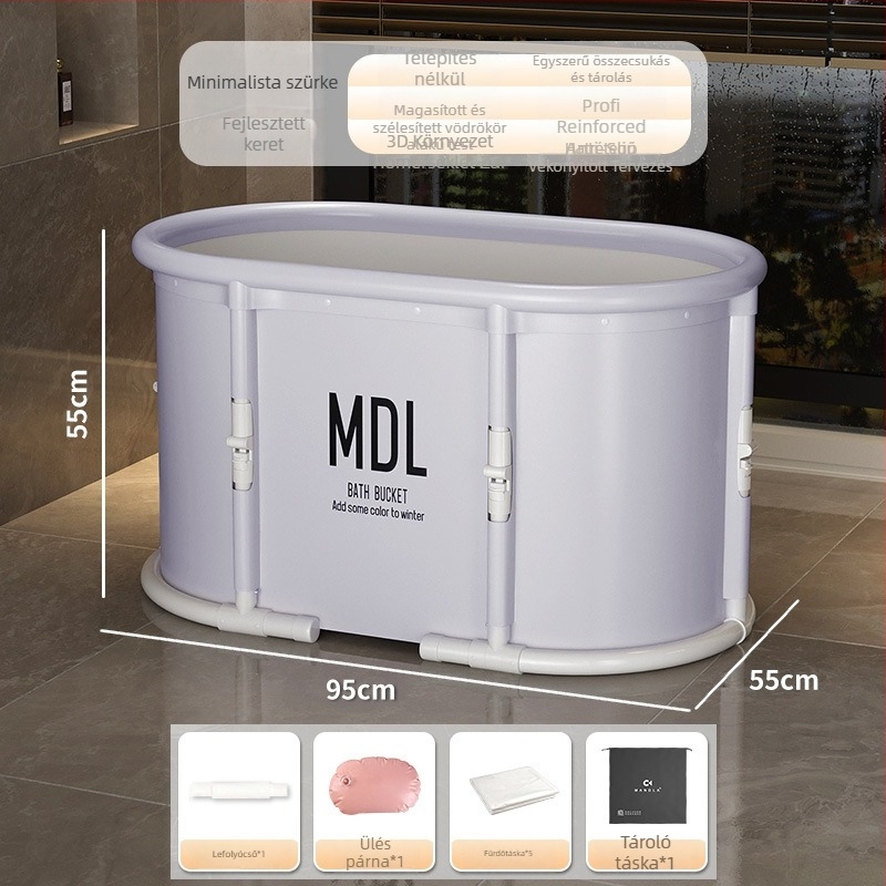 Mandora felnőtt összecsukható fürdővödör – telepítés nélkül, egy kattintással összecsukható, egész test fürdéséhez, PVC + nylon anyag, származás Shandong