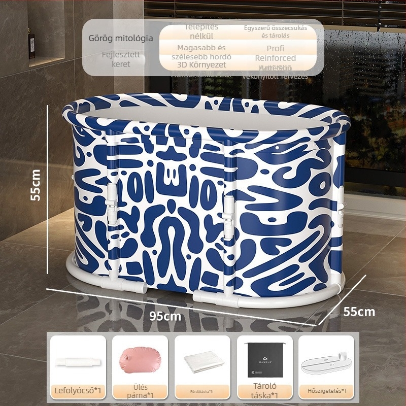 Mandora felnőtt összecsukható fürdővödör – telepítés nélkül, egy kattintással összecsukható, egész test fürdéséhez, PVC + nylon anyag, származás Shandong