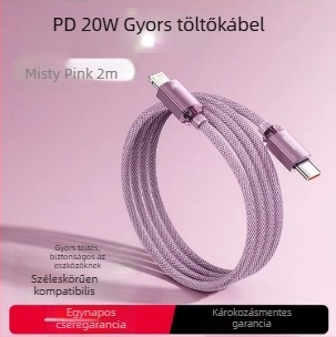 Toocki USB-C PD20W alumínium adatkábel, egyfejes, gyors töltés