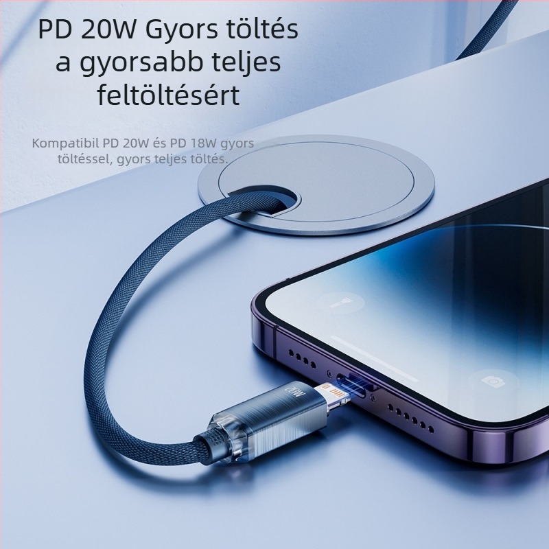 Toocki USB-C PD20W alumínium adatkábel, egyfejes, gyors töltés