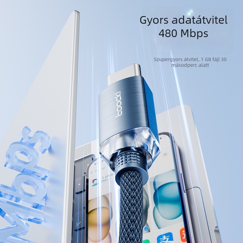 Toocki USB-C PD20W alumínium adatkábel, egyfejes, gyors töltés