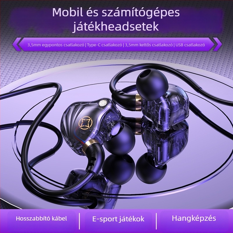 In-Ear vezetékes fejhallgató USB-C és 3,5 mm dupla csatlakozóval (beépített mikrofon, 20–20000 Hz, kábel 1,5–2,5 m)