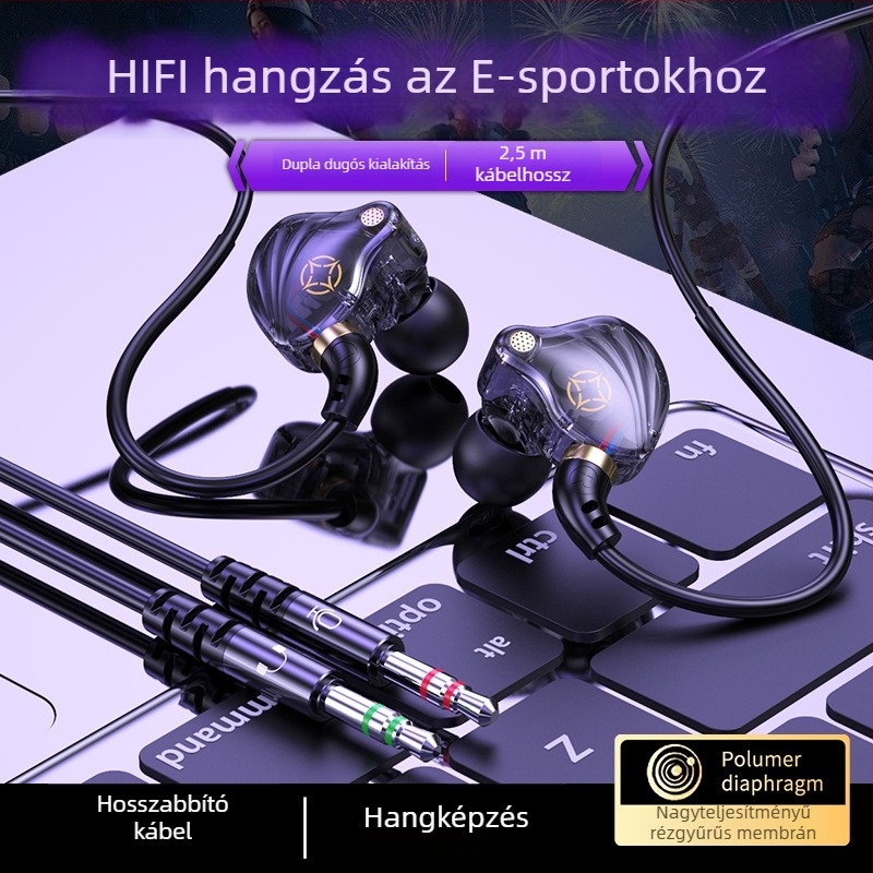 In-Ear vezetékes fejhallgató USB-C és 3,5 mm dupla csatlakozóval (beépített mikrofon, 20–20000 Hz, kábel 1,5–2,5 m)