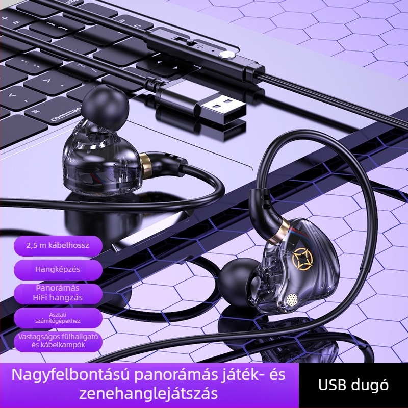 In-Ear vezetékes fejhallgató USB-C és 3,5 mm dupla csatlakozóval (beépített mikrofon, 20–20000 Hz, kábel 1,5–2,5 m)