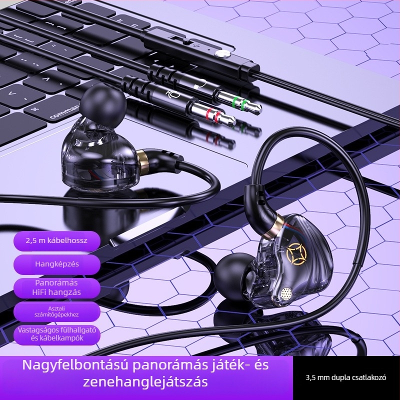 In-Ear vezetékes fejhallgató USB-C és 3,5 mm dupla csatlakozóval (beépített mikrofon, 20–20000 Hz, kábel 1,5–2,5 m)