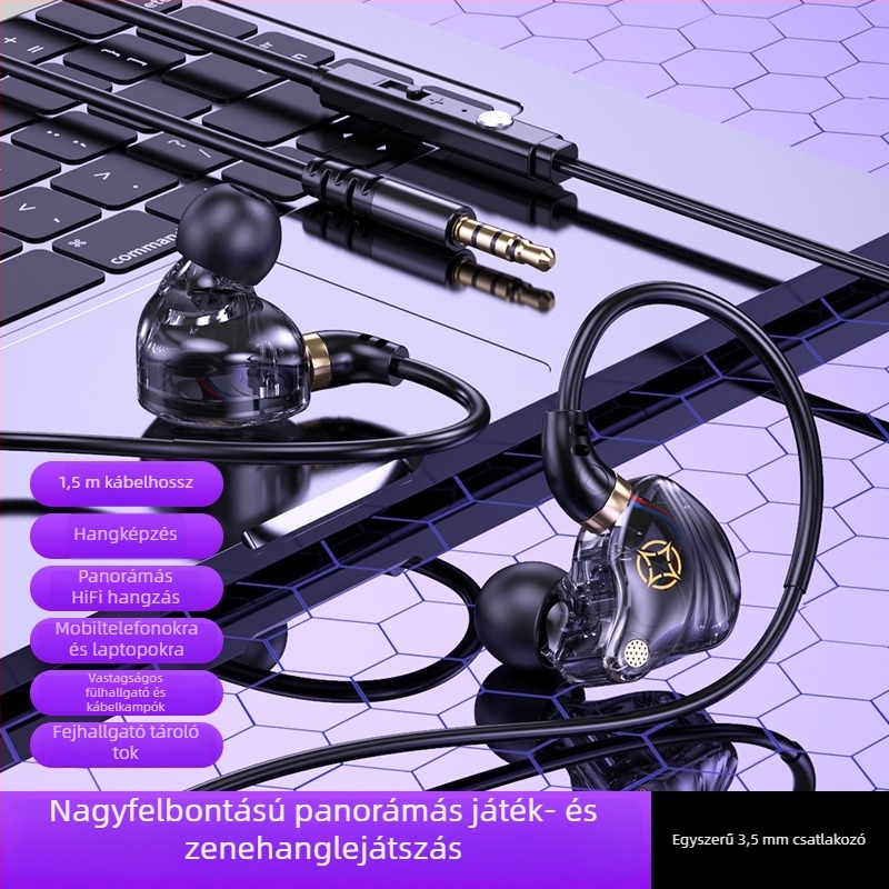 In-Ear vezetékes fejhallgató USB-C és 3,5 mm dupla csatlakozóval (beépített mikrofon, 20–20000 Hz, kábel 1,5–2,5 m)