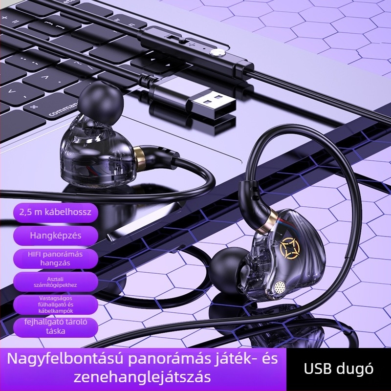 In-Ear vezetékes fejhallgató USB-C és 3,5 mm dupla csatlakozóval (beépített mikrofon, 20–20000 Hz, kábel 1,5–2,5 m)