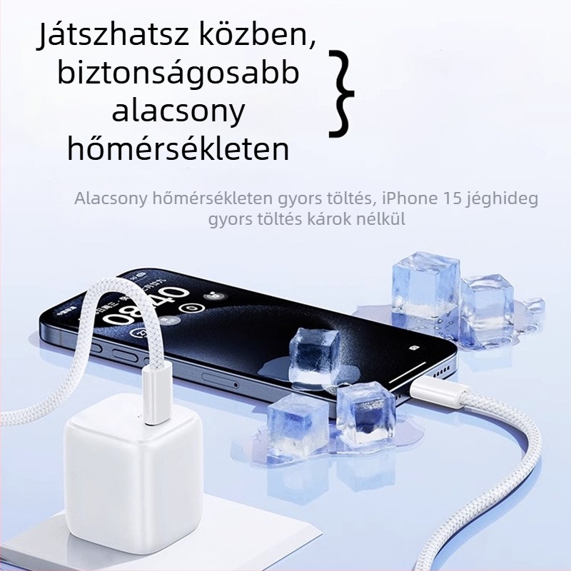 Szövött USB-C–ről USB-C-re adatkábel, 60W gyorstöltés, kompatibil az iPhone 15-tel