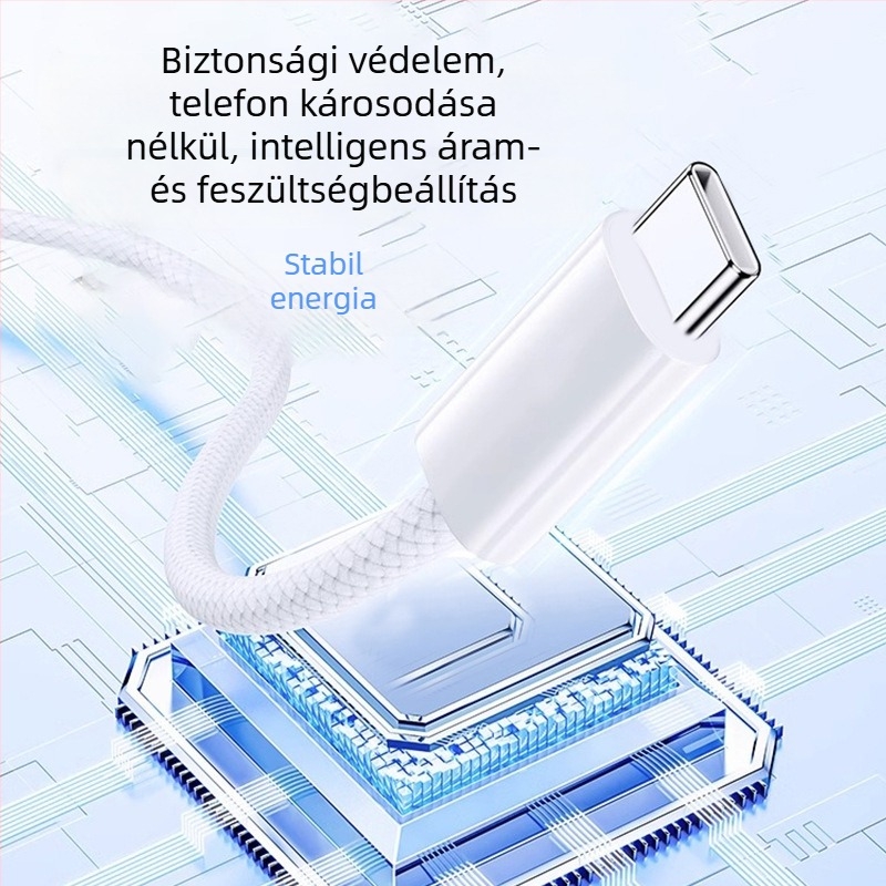 Szövött USB-C–ről USB-C-re adatkábel, 60W gyorstöltés, kompatibil az iPhone 15-tel
