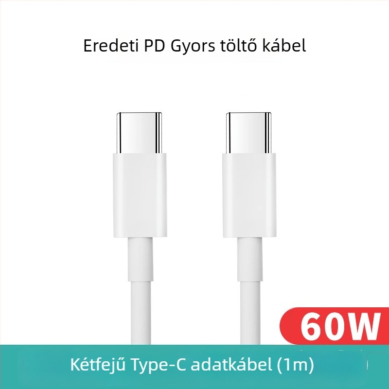 Szövött USB-C–ről USB-C-re adatkábel, 60W gyorstöltés, kompatibil az iPhone 15-tel