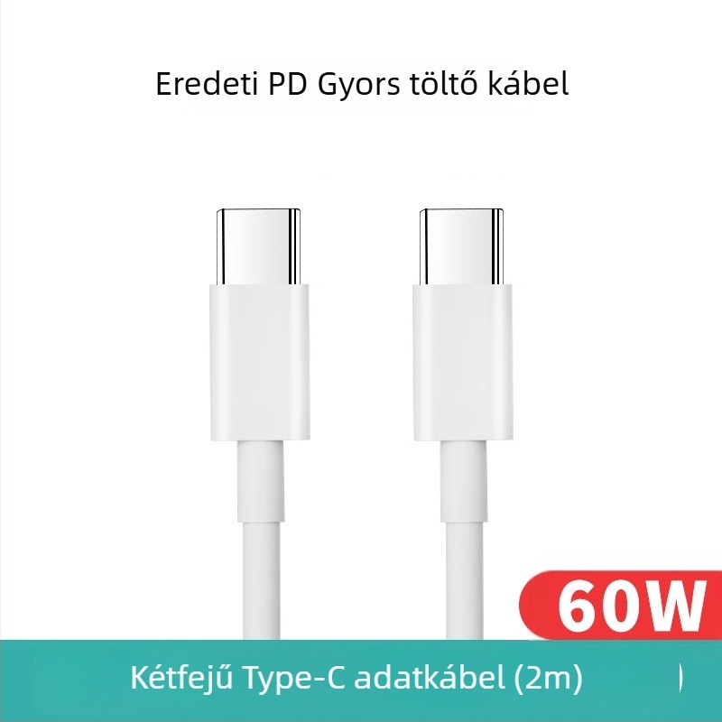 Szövött USB-C–ről USB-C-re adatkábel, 60W gyorstöltés, kompatibil az iPhone 15-tel