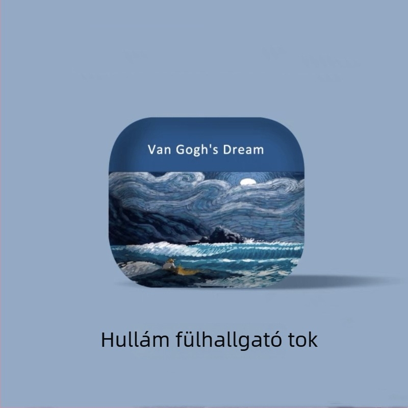 Van Gogh dizájn AirPods Pro 2 védőtok, matt puha szilikon, domborított felület