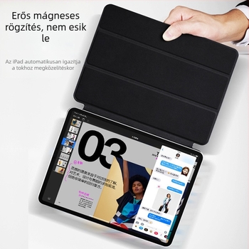 Bőrhatású tok iPad számára mágneses kétszárnyú klip, alvó/ébresztő funkció, ütésálló, tartó, hőelvezetés, kompatibilis iPad Pro 11, Air 6 és Pro 13, 10.9 hüvelyk