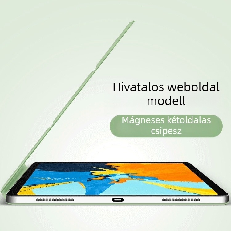 Bőrhatású tok iPad számára mágneses kétszárnyú klip, alvó/ébresztő funkció, ütésálló, tartó, hőelvezetés, kompatibilis iPad Pro 11, Air 6 és Pro 13, 10.9 hüvelyk