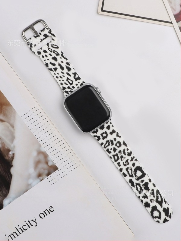 Leopárd mintás szilikon szíj Apple Watch-hoz, kompatibil 41mm, 45mm és 49mm