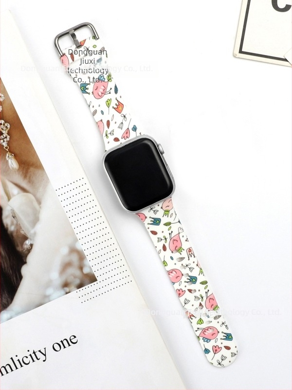 Leopárd mintás szilikon szíj Apple Watch-hoz, kompatibil 41mm, 45mm és 49mm