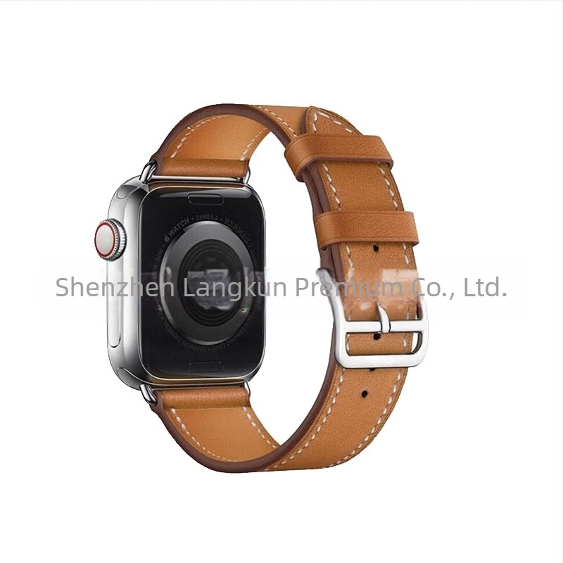 22 mm-es valódi bőr óraszíj Apple Watch-hoz, első réteg marhabőrből, hivatalos modell, sokoldalú