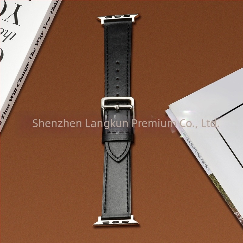 22 mm-es valódi bőr óraszíj Apple Watch-hoz, első réteg marhabőrből, hivatalos modell, sokoldalú