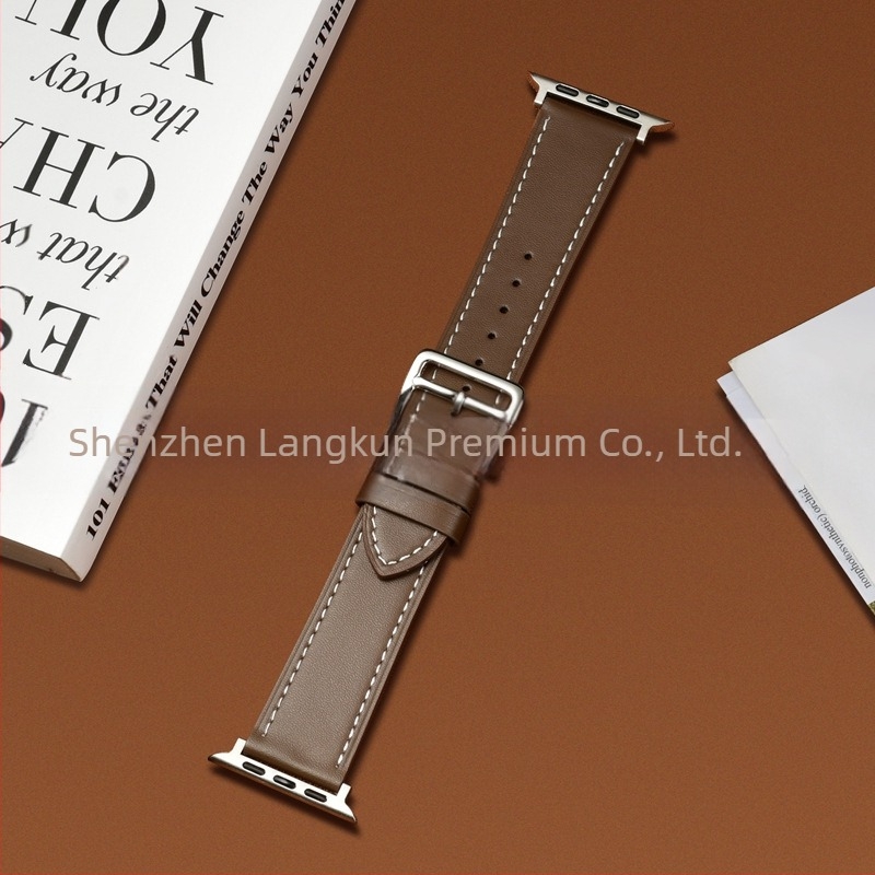 22 mm-es valódi bőr óraszíj Apple Watch-hoz, első réteg marhabőrből, hivatalos modell, sokoldalú