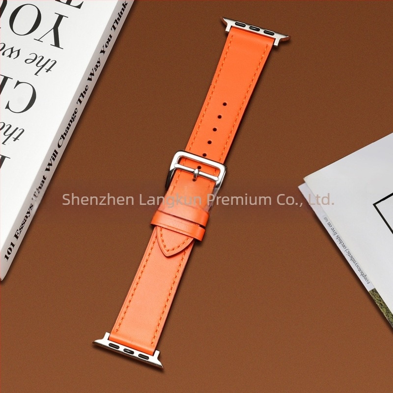 22 mm-es valódi bőr óraszíj Apple Watch-hoz, első réteg marhabőrből, hivatalos modell, sokoldalú