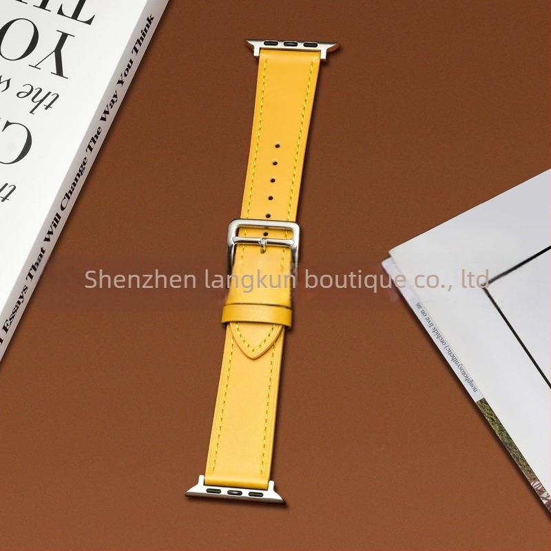 22 mm-es valódi bőr óraszíj Apple Watch-hoz, első réteg marhabőrből, hivatalos modell, sokoldalú