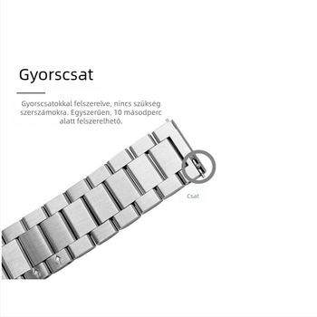 Három gyöngyös, tömör rozsdamentes acél óraszíj Apple Watch 8/SE, Samsung GT és Huawei GT
