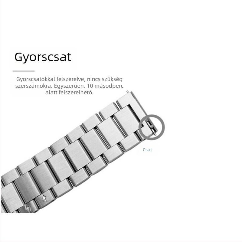 Három gyöngyös, tömör rozsdamentes acél óraszíj Apple Watch 8/SE, Samsung GT és Huawei GT
