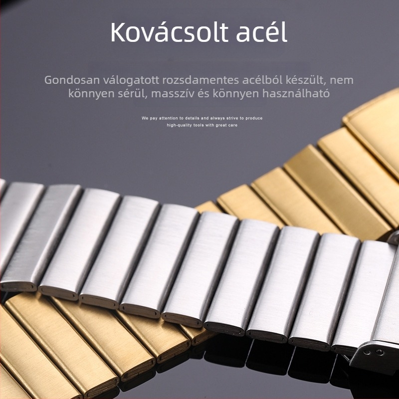 Rozsdamentes acél karpánt bambusz-link szerkezettel Samsung, Huawei és Apple Watch-hoz