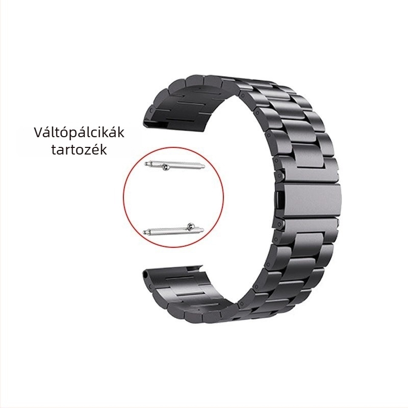 Haihan rozsdamentes acél óraszíj, kompatibil Apple Watch, Samsung, Huawei, Garmin és Casio készülékekkel; csatlakozó szélesség 20mm/22mm; tömeg 60 g; csat típusú zár; üzleti stílus