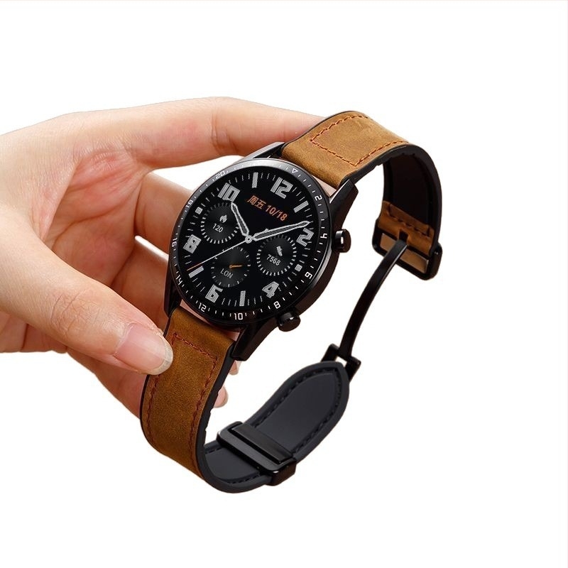 Szilikon óraszíj mágneses zárral, Crazy Horse mintázat, 22 mm széles, kompatibil Huawei GT6/GT5 és Watch4