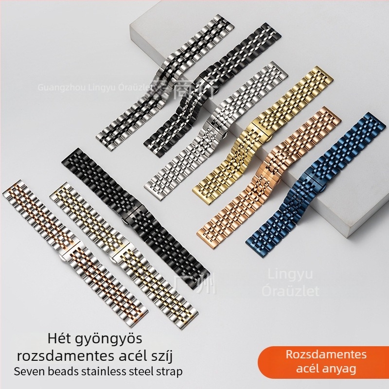 Rozsdamentes acél szíj Apple Watch-hoz, 22 mm interfész szélesség, kompatibilis Apple/General modellekkel, tömeg 0.1