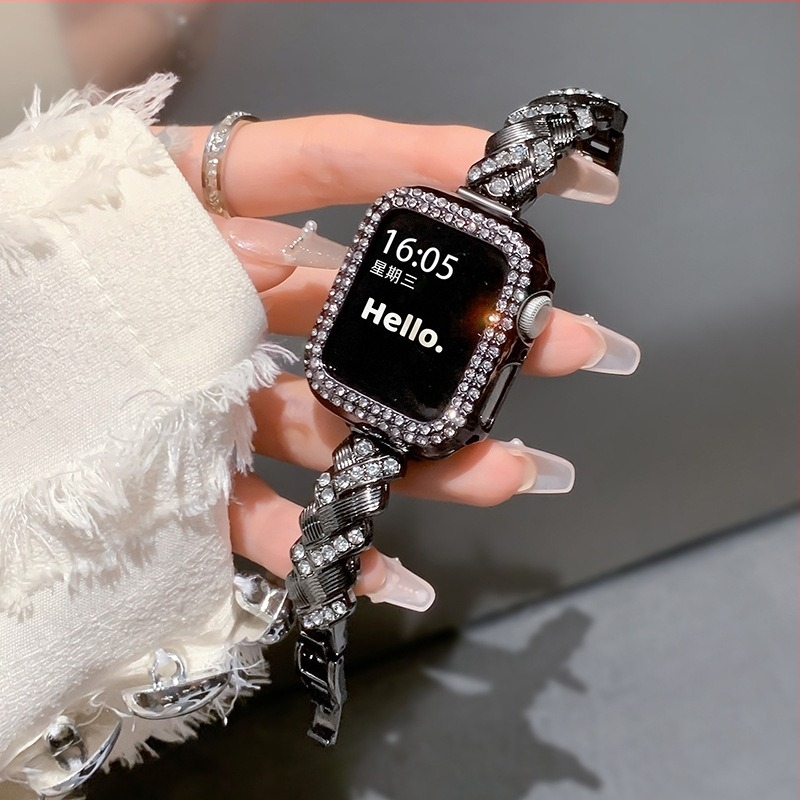 Apple Watch fém szíj, búzaszem fonott mintával, kompatibilis Apple Watch-szal, csat, 30 g