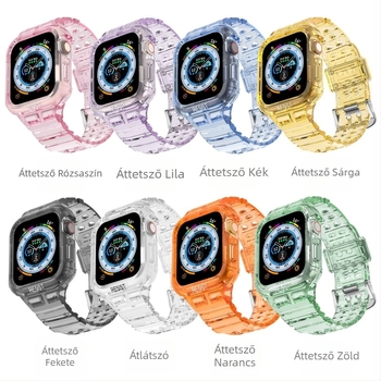 Átlátszó TPU Apple Watch csuklópánt, egy darabból álló, 38/40/41 mm és 42/44/45 mm méretekhez