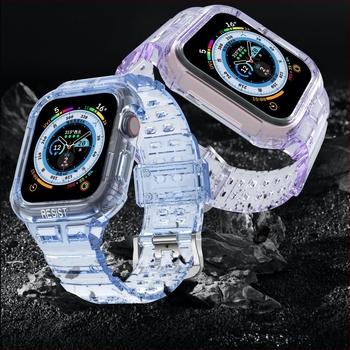 Átlátszó TPU Apple Watch csuklópánt, egy darabból álló, 38/40/41 mm és 42/44/45 mm méretekhez