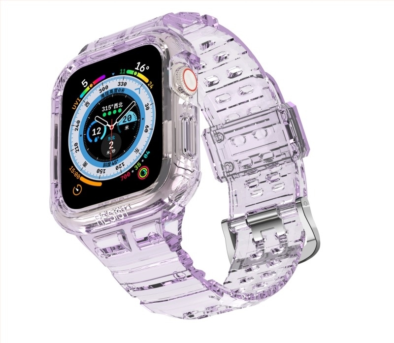 Átlátszó TPU Apple Watch csuklópánt, egy darabból álló, 38/40/41 mm és 42/44/45 mm méretekhez