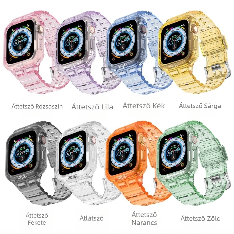 Átlátszó TPU Apple Watch csuklópánt, egy darabból álló, 38/40/41 mm és 42/44/45 mm méretekhez