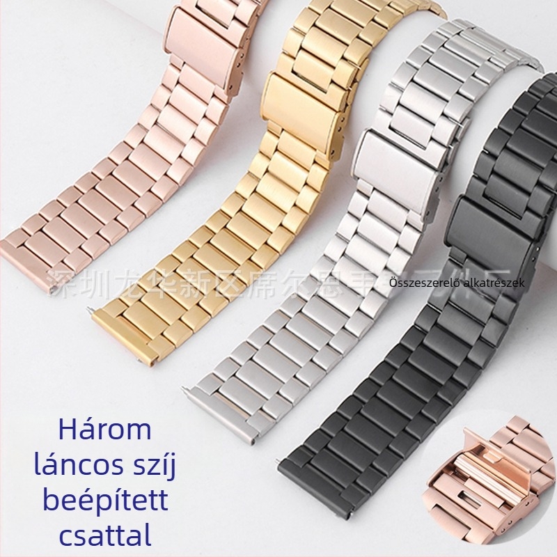 Nemesacél óraszíj integrált csattal Apple Watch 8/SE és Huawei GT3/2 kompatibil