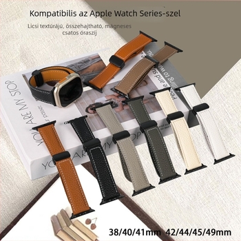 Lychee-textúrájú bőrszíj Apple Watch-hoz mágneses hajtogatós csattal (38/40/41mm, 42/44/45mm)